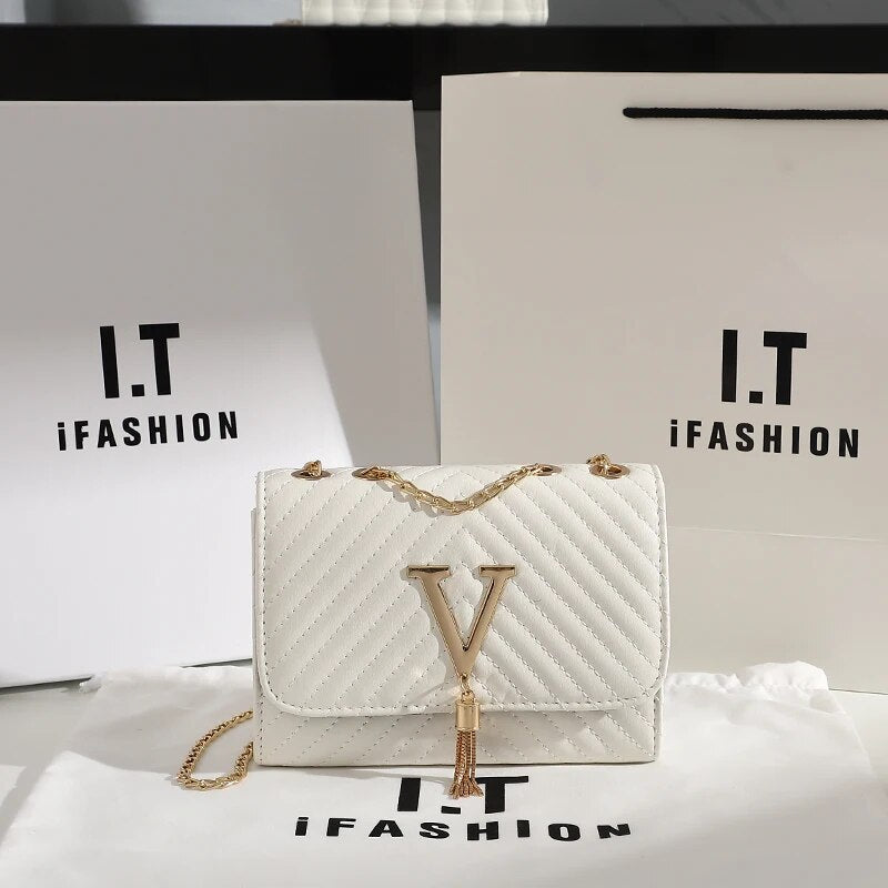 Luxury Embroidered Crossbody Bag with Sequined Tassel Trendha
