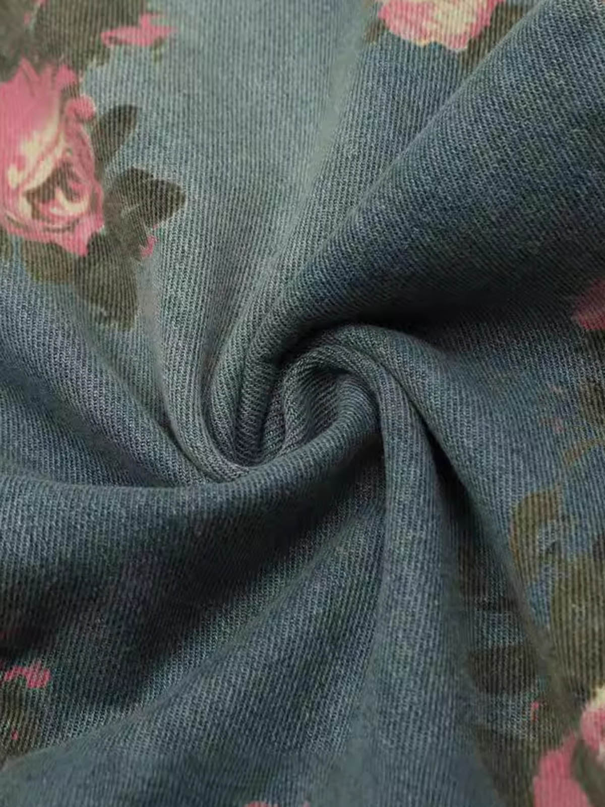 Goatlv Floral Print Straight Jeans - 2409 - Goatlv