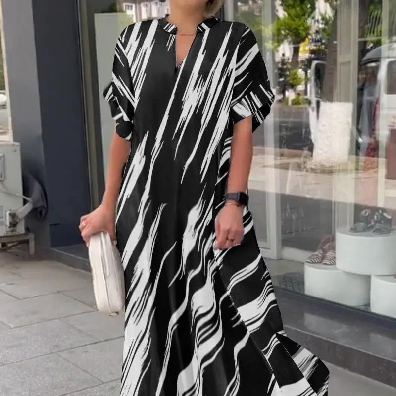 Summer New Women's Loose Casual Slit Long Shirt Dress Nyzzle