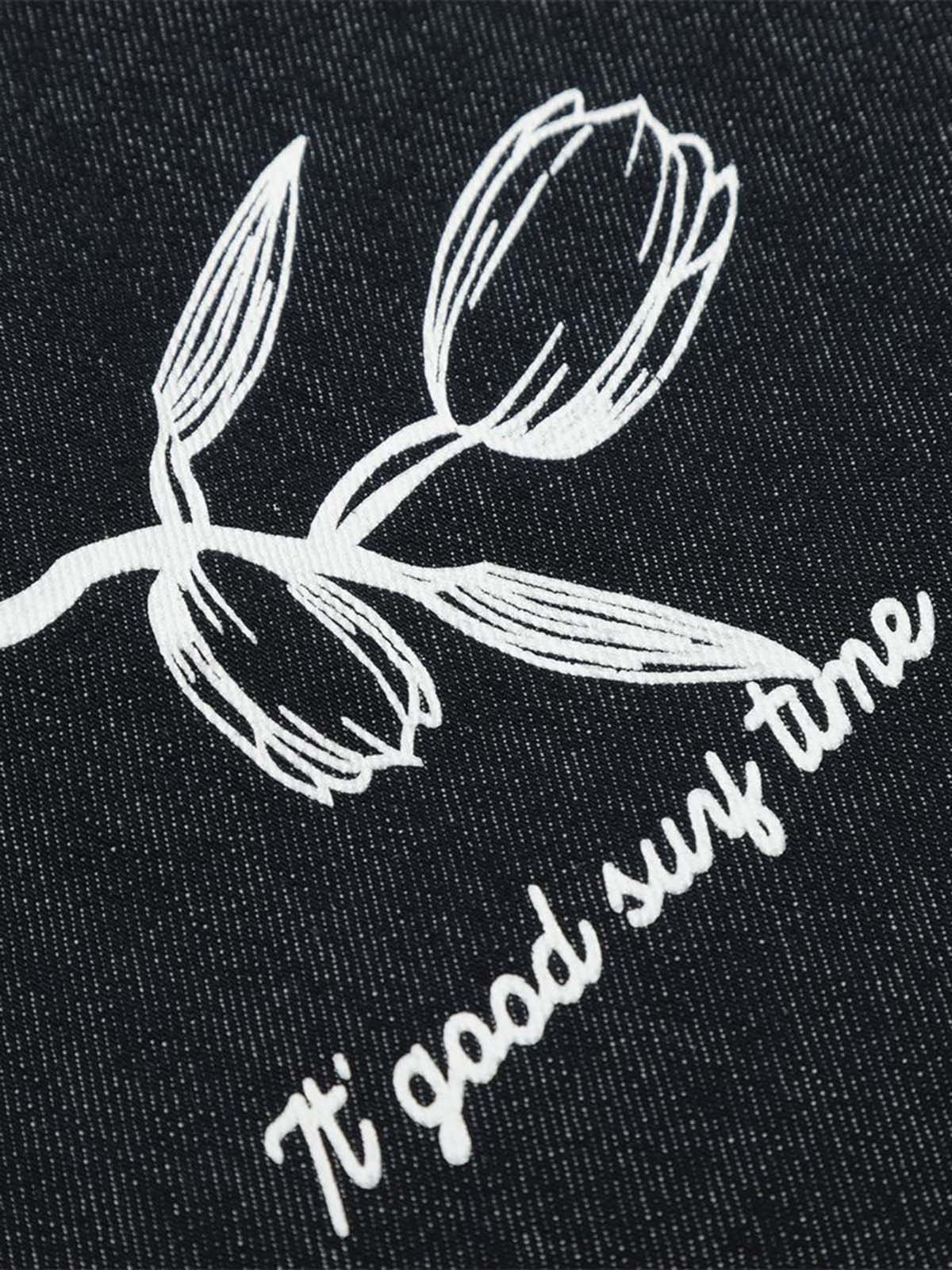 Vintage Graffiti Floral Print Jeans - Goatlv