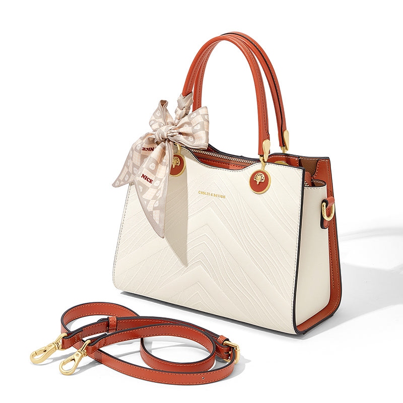 Elegant Women's Retro Bow Tie Silk Scarf Top-Handle Crossbody Bag Trendha