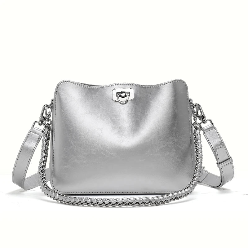 Stylish Chain Shoulder Bag – Cowhide Square Underarm Bag Trendha