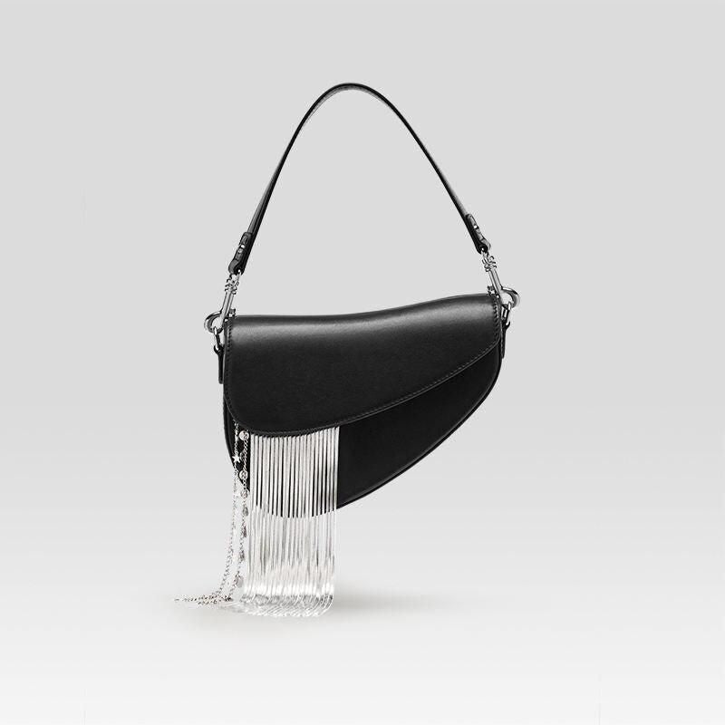Luxury Leather Tassel Crossbody Saddle Bag for Women Trendha