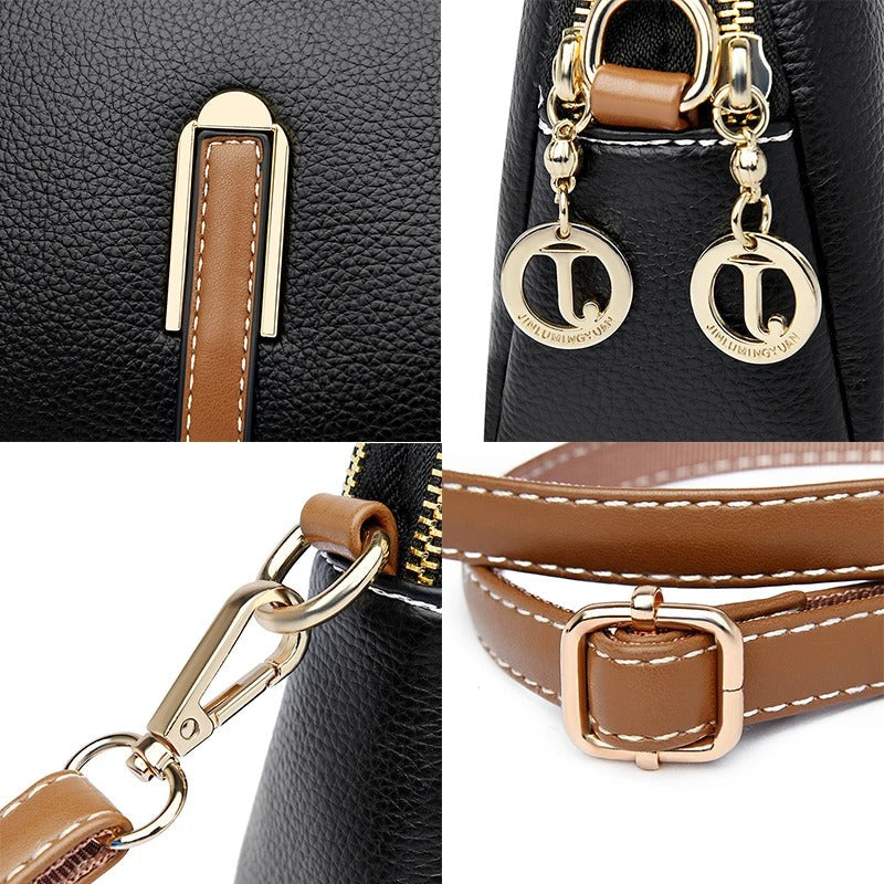 Luxury Genuine Leather Crossbody Bag for Women - Soft Cowhide Messenger Bag with Elegant Flap Closure Trendha