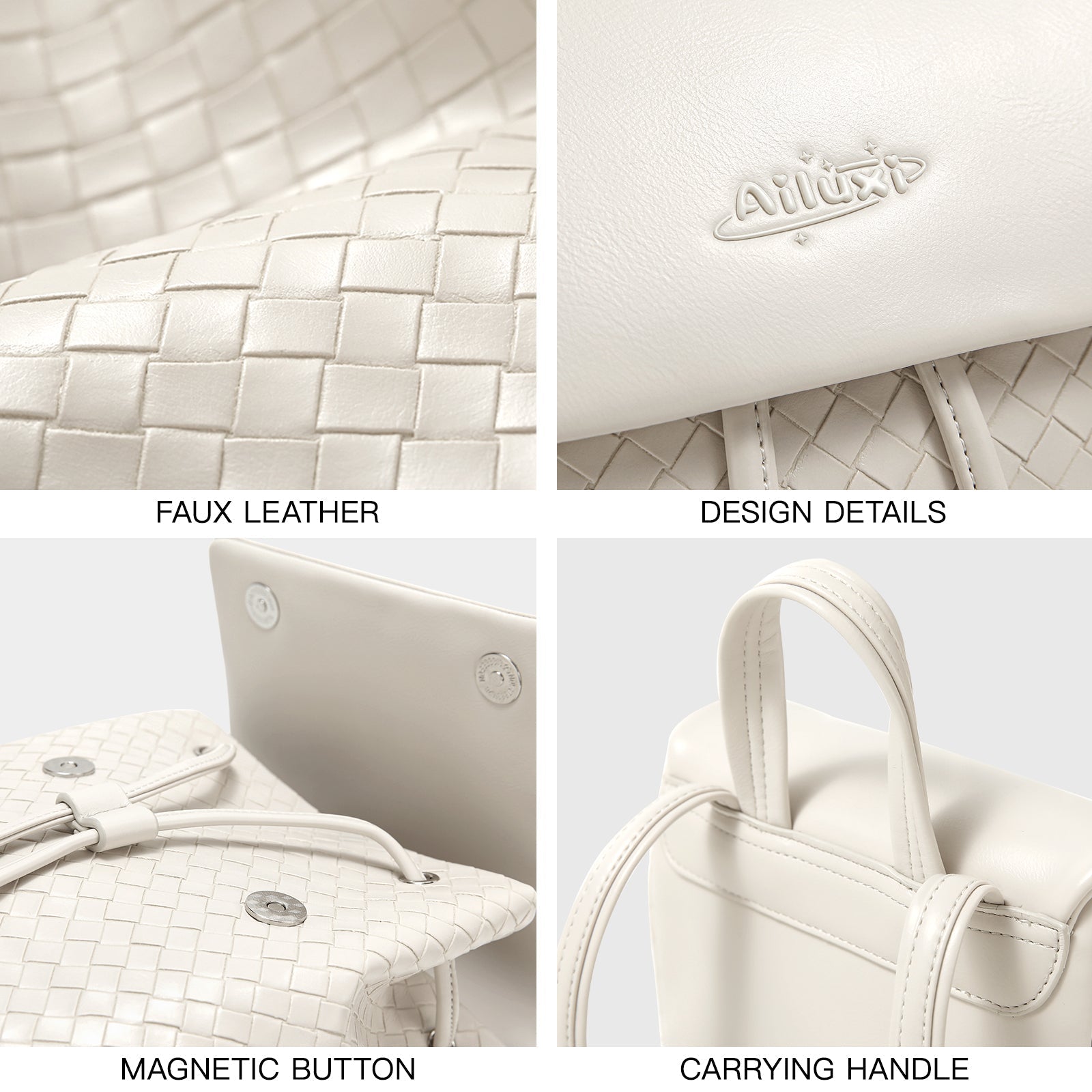 Versatile Summer Travel Leisure White Knitted Backpack Trendha