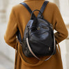 Genuine Leather Large Capacity Plaid Backpack for College Girls Trendha