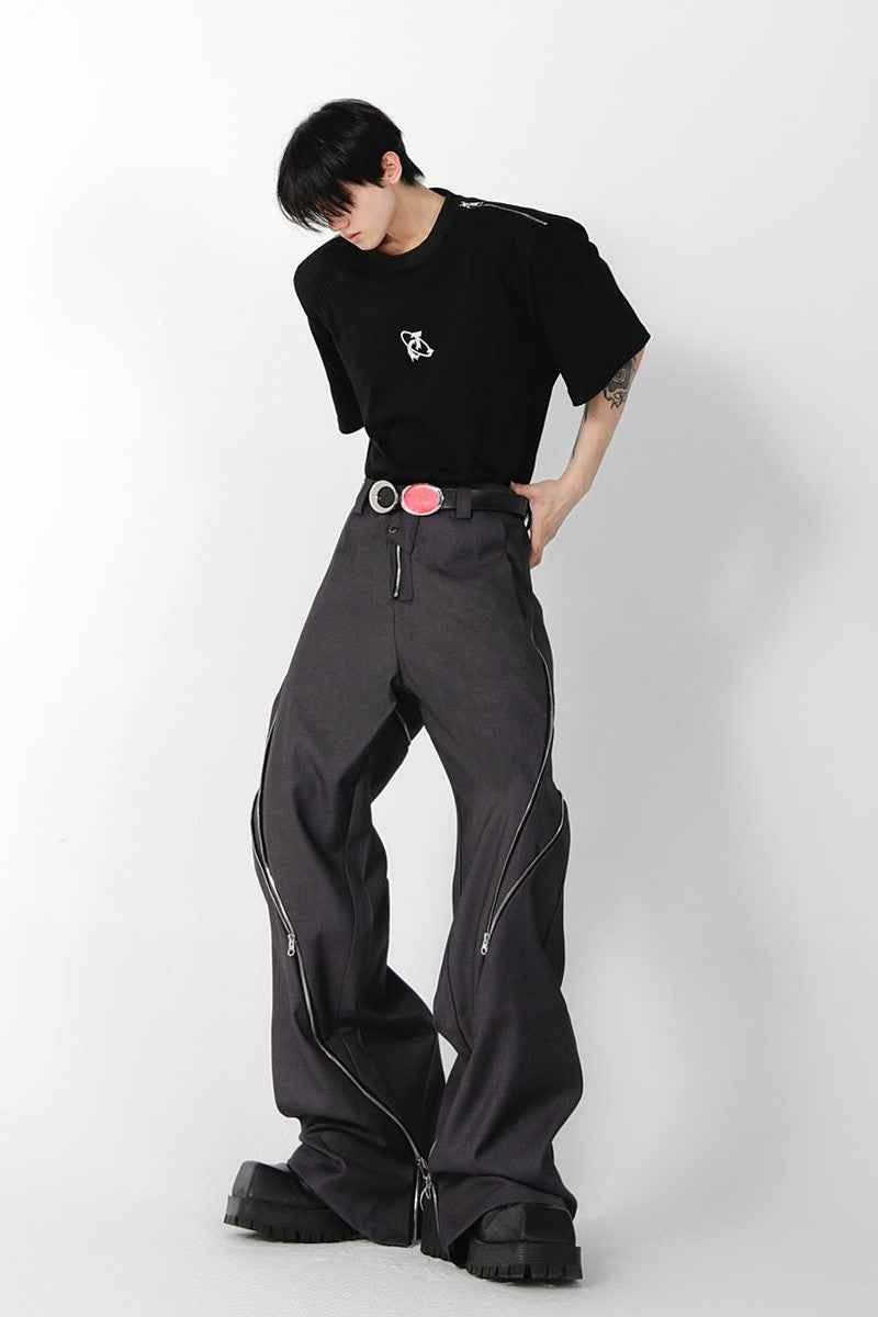 Zipper Slit Trousers