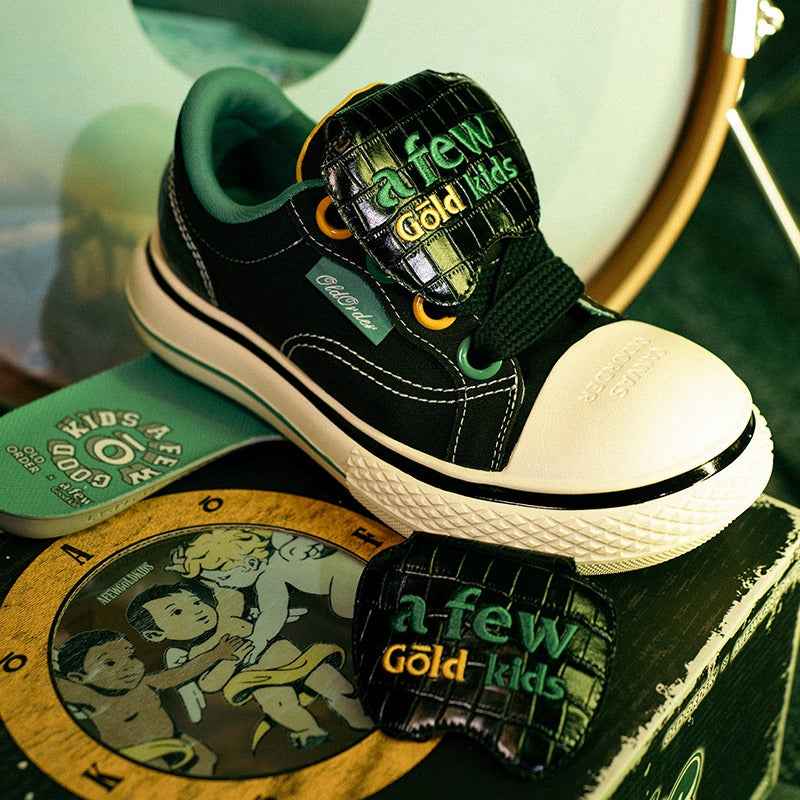 Canvas Platform Sneakers Black Green