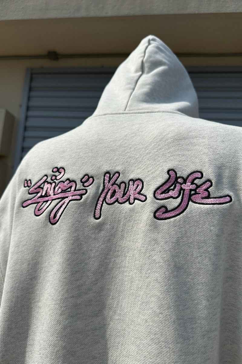 Zip-Up Hoodie With Enjoy Your Life Print