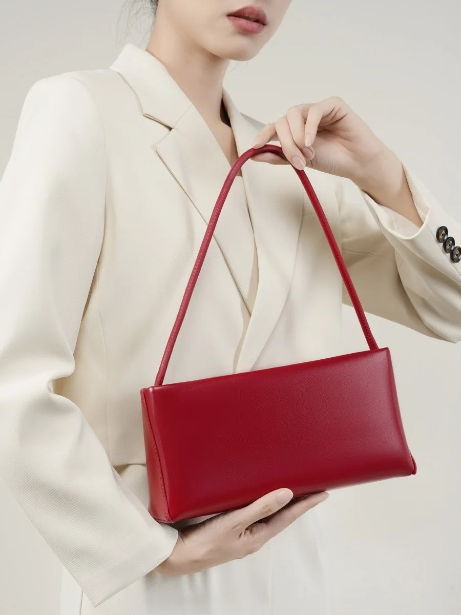 Vintage Genuine Leather Baguette Shoulder Bag for Women Trendha