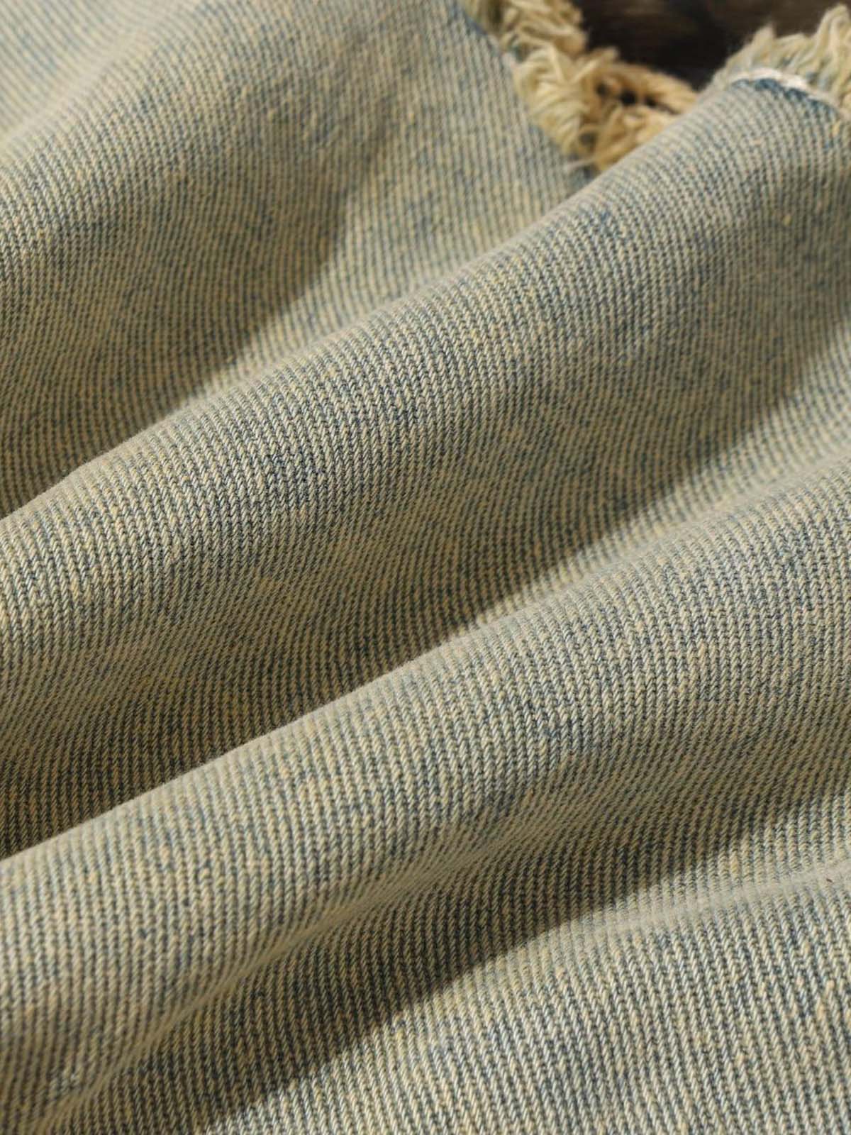 Distressed Raw Edge Patch Jeans - Goatlv