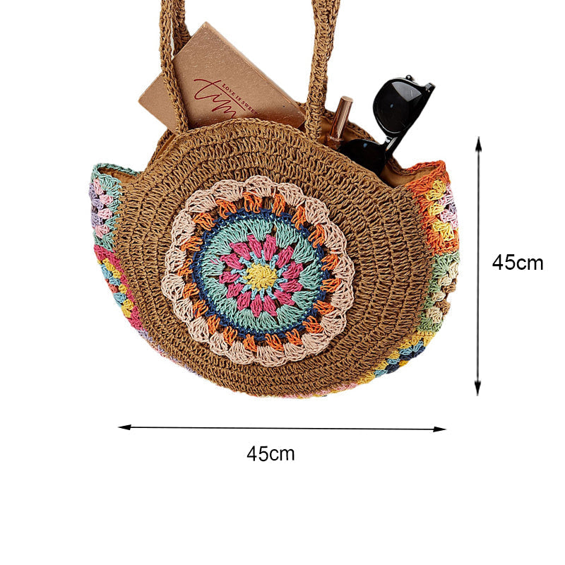 Bohemian Round Straw Woven Shoulder Bag Trendha