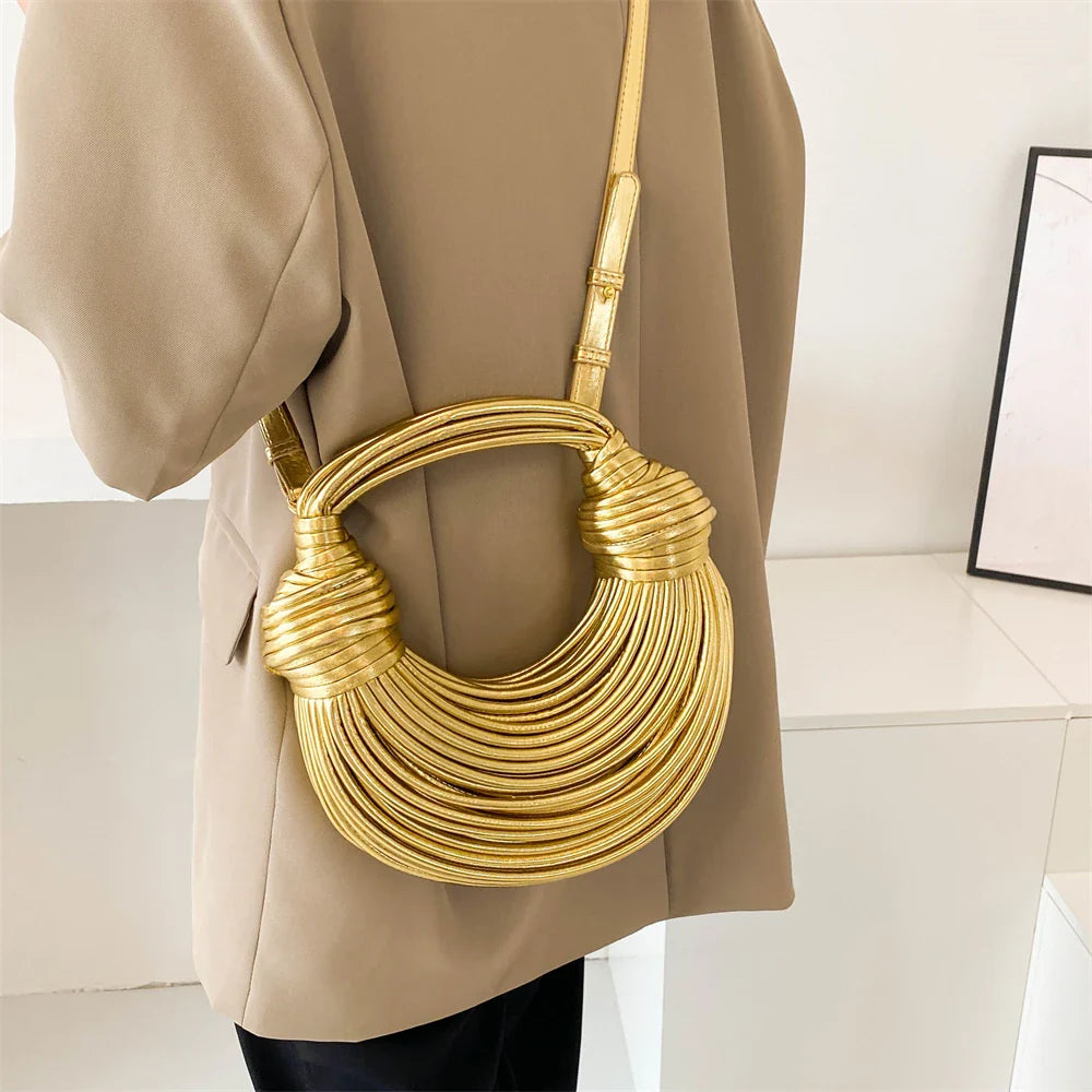 Golden Luxury Handwoven Noodle Bags Trendha
