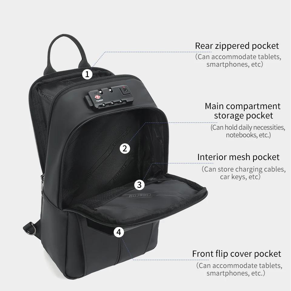 Men's Waterproof Crossbody Sling Bag with Lifetime Zipper for 9.7-inch iPad Trendha
