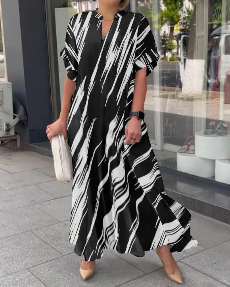 Summer New Women's Loose Casual Slit Long Shirt Dress Nyzzle