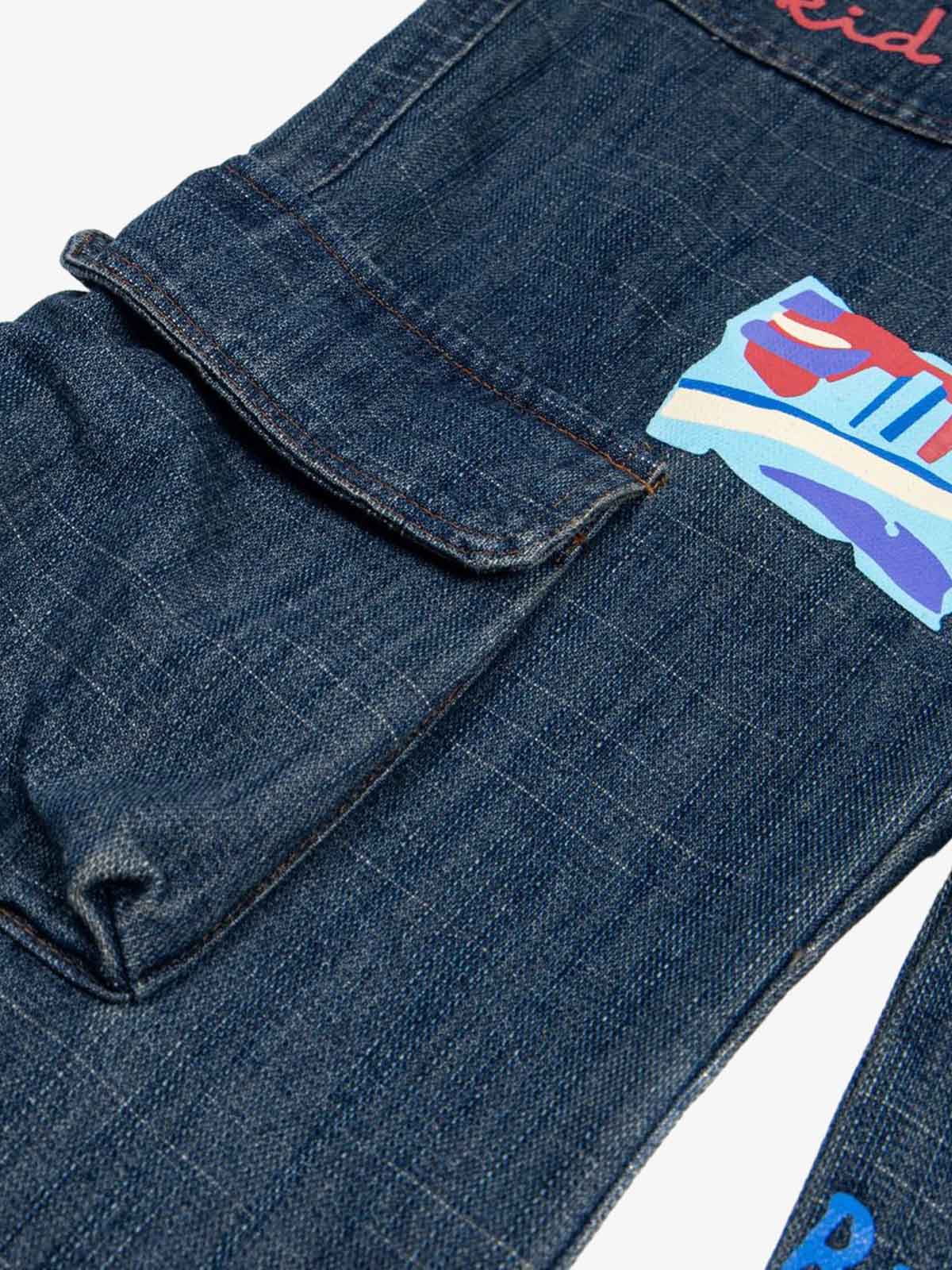 Letter Print Cargo Multi-pocket Jeans - Goatlv