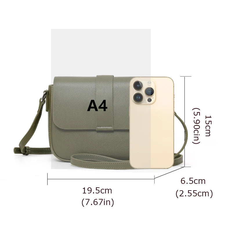 Stylish Soft Leather Crossbody Bag - 100% Cowhide Square Shoulder Bag Trendha