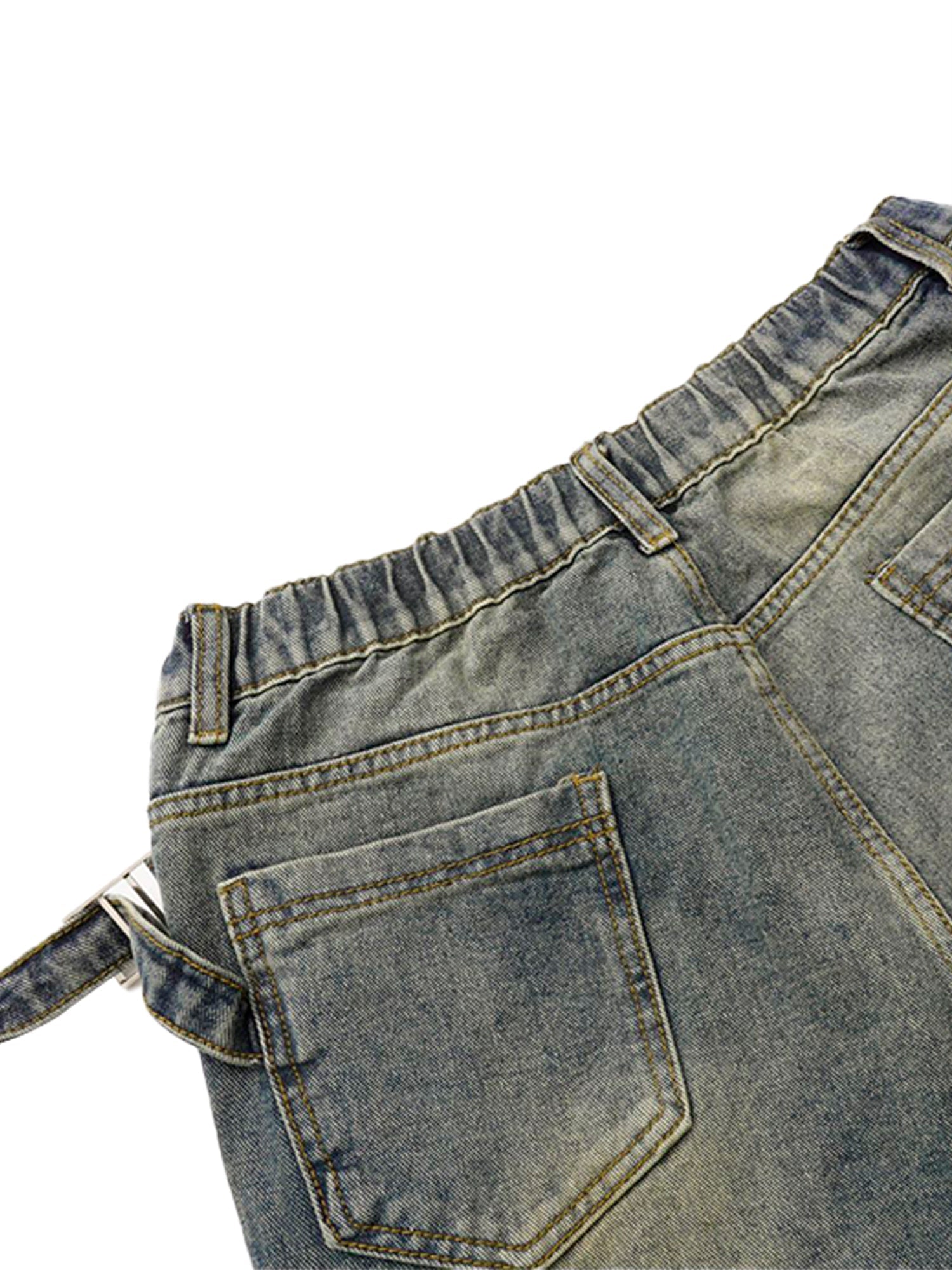 Goatlv Washed Distressed Waistband Straight Jeans - Goatlv
