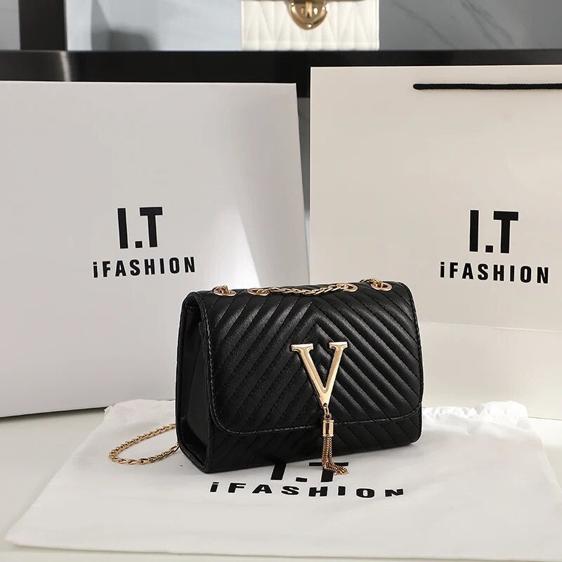 Luxury Embroidered Crossbody Bag with Sequined Tassel Trendha