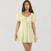 Vintage Summer Square Collar Puff Sleeve Dress Nyzzle