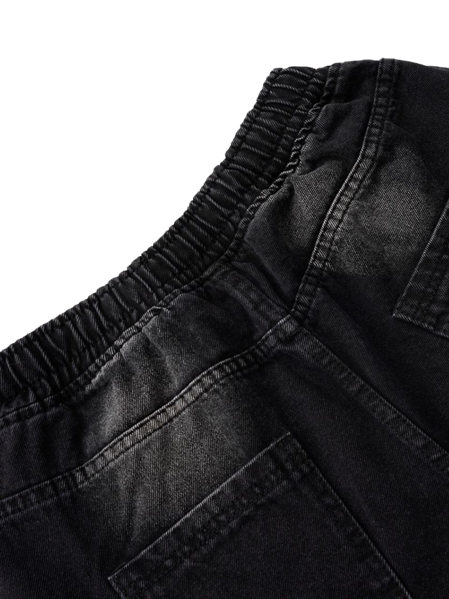 Distressed Raw Edge Cargo Drawstring Barrel Jeans - Goatlv
