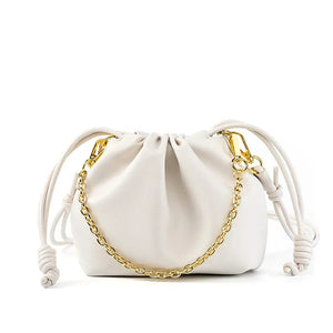 Leather Cloud Chain Handbag - Small Luxury Pleated Bucket Bag Trendha