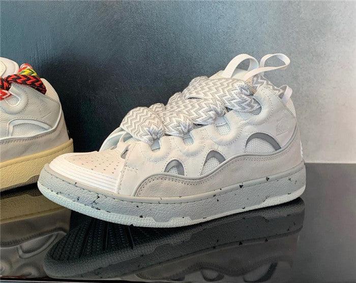 Premium Men Leather Curb Sneaker grey white Luxury Snickers