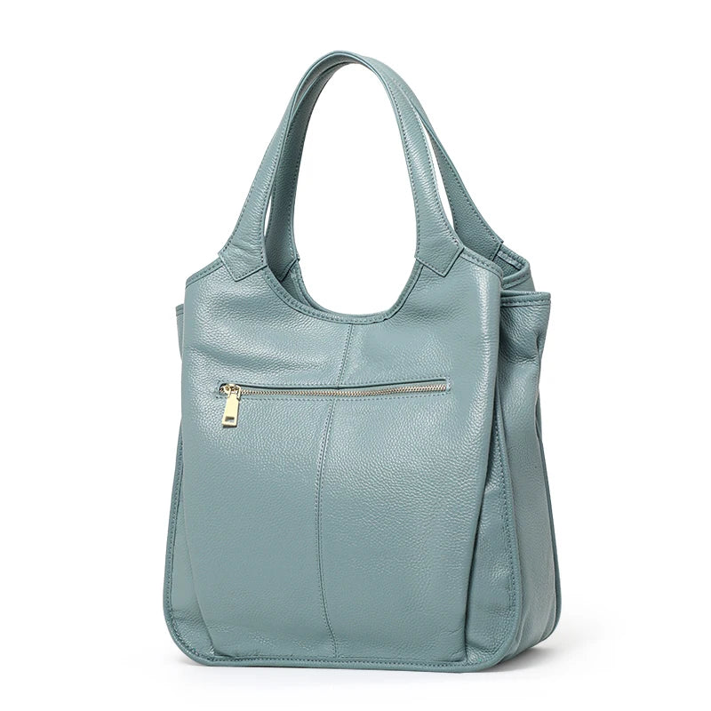 Genuine Leather Large-Capacity Tote Bag - Minimalist Cowhide Shoulder Handbag Trendha