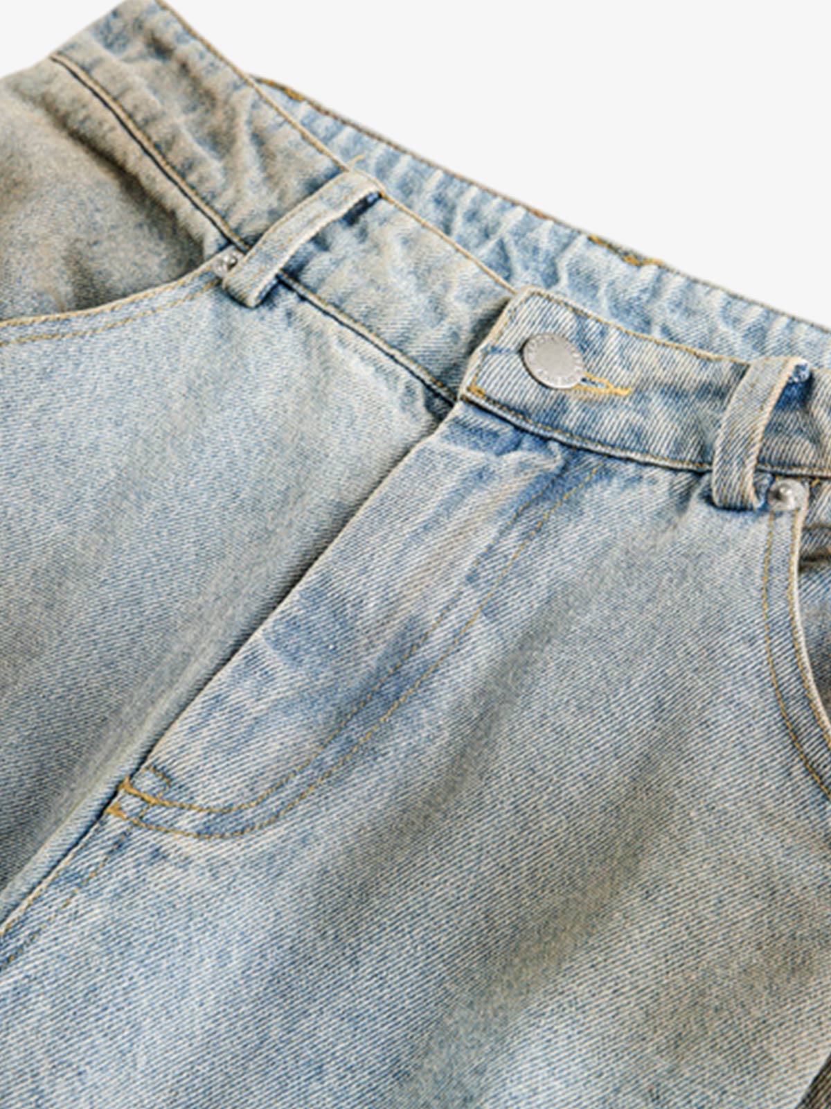 Street Deconstructed Spray Painted Machete Jeans - Goatlv