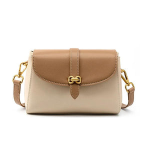 Elegant Small Square Messenger Bag with Gold Buckle & Bow - Leather Shoulder Bag Trendha