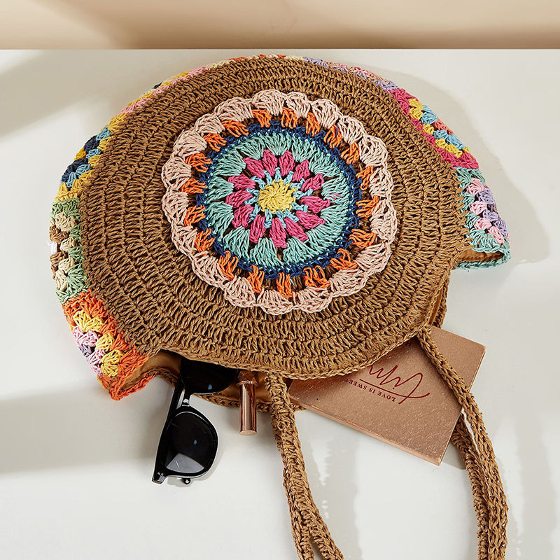 Bohemian Round Straw Woven Shoulder Bag Trendha