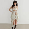 Colorful Printed Asymmetrical Mini Dress with Ruffles Nyzzle