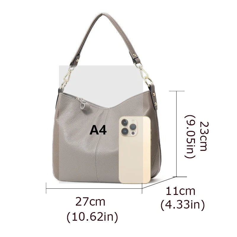 Large Capacity Leather Tote Bag – Soft Cowhide Shoulder Bag Trendha