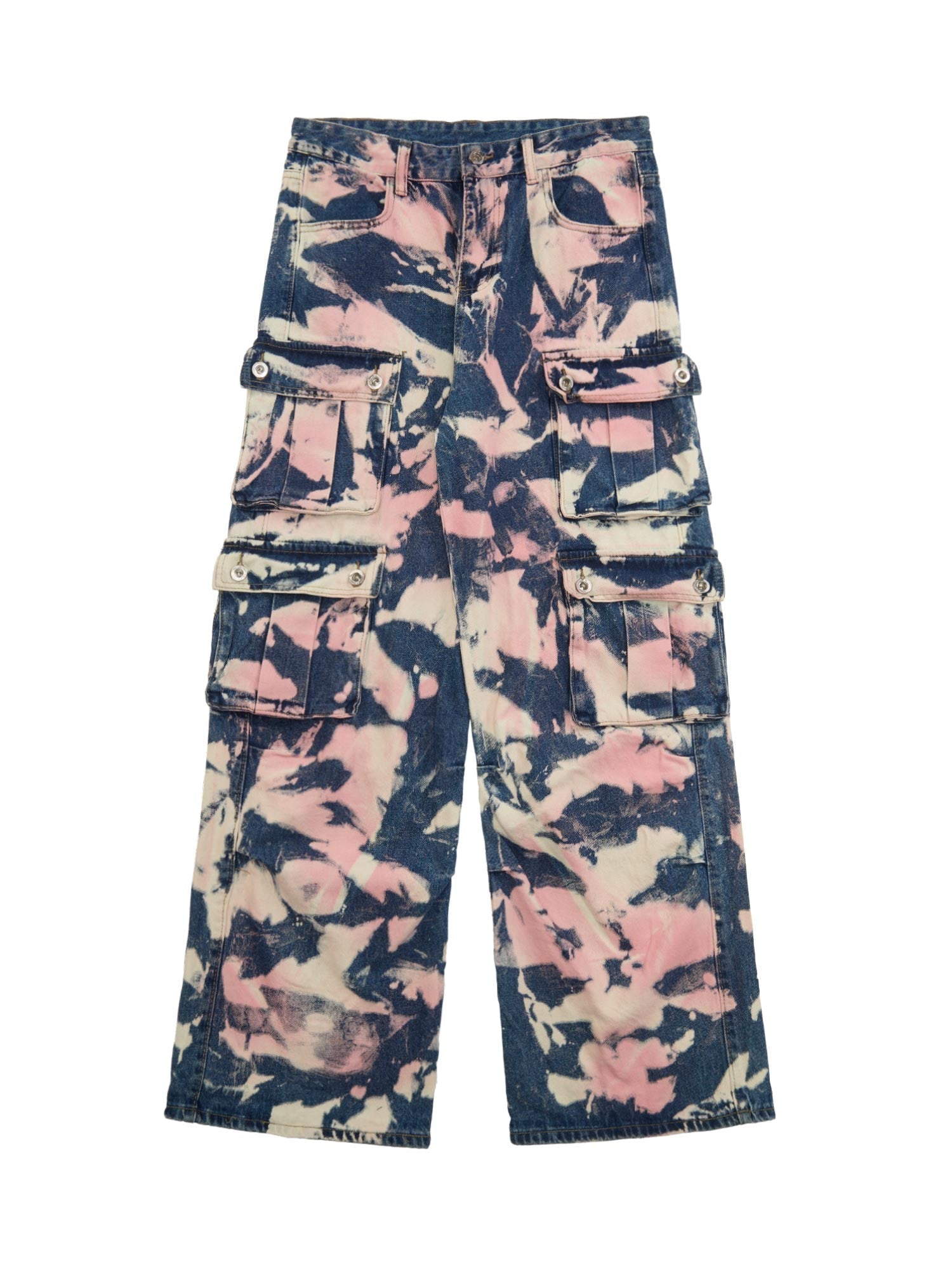 Goatlv Tie-dye Waste Style Camouflage Cargo Jeans - Goatlv