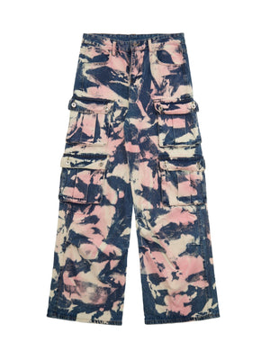 Goatlv Tie-dye Waste Style Camouflage Cargo Jeans - Goatlv