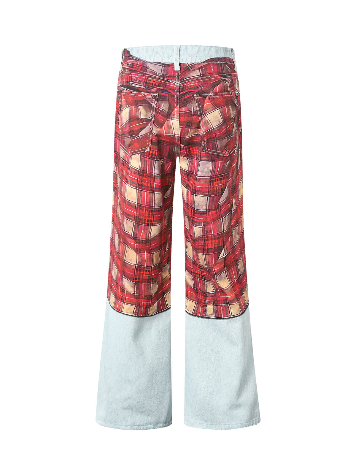 Plaid Print Baggy Jeans - Goatlv