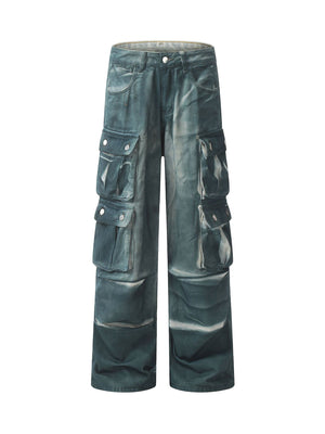 Goatlv Gradient Dip Dye Wash Multi-Pocket Cargo Jeans - 2276 - Goatlv