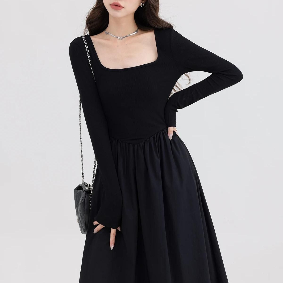 Elegant Square Neck Casual Dress Nyzzle