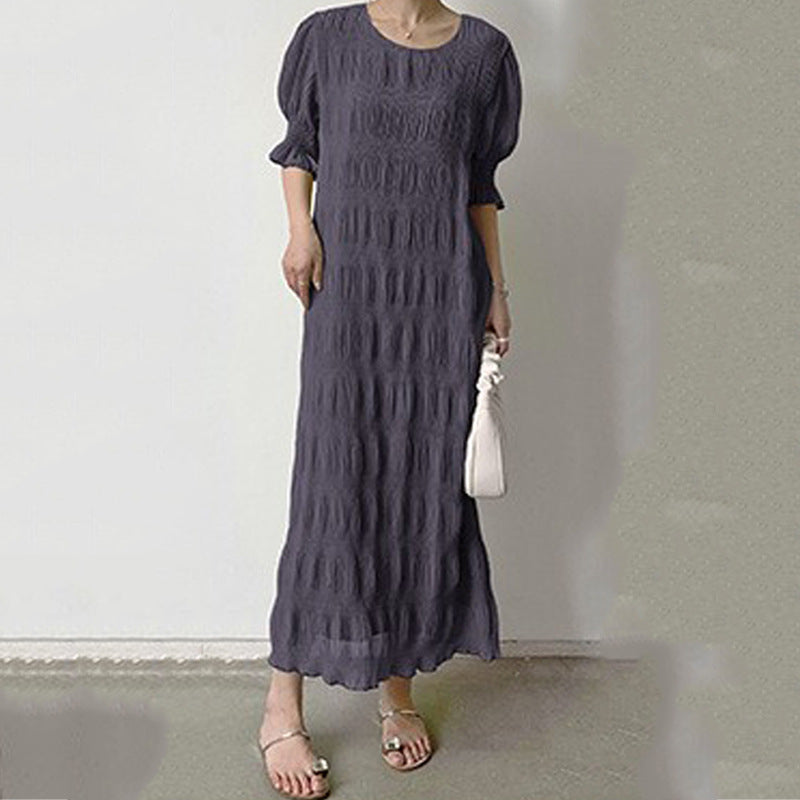 Women's Gentle And Elegant Pleated Texture Dress Nyzzle