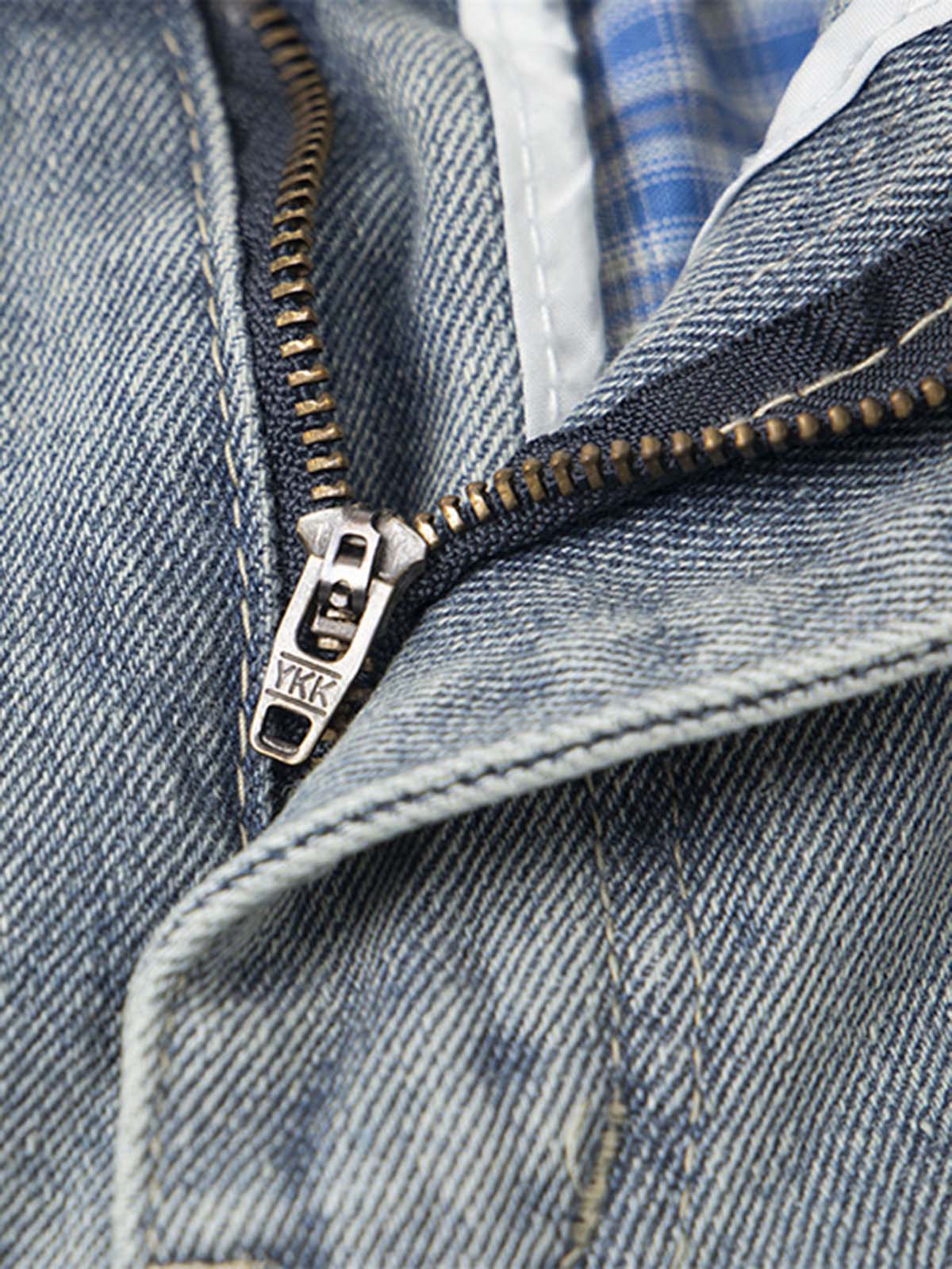 Plaid Double Waist Baggy Jeans - Goatlv