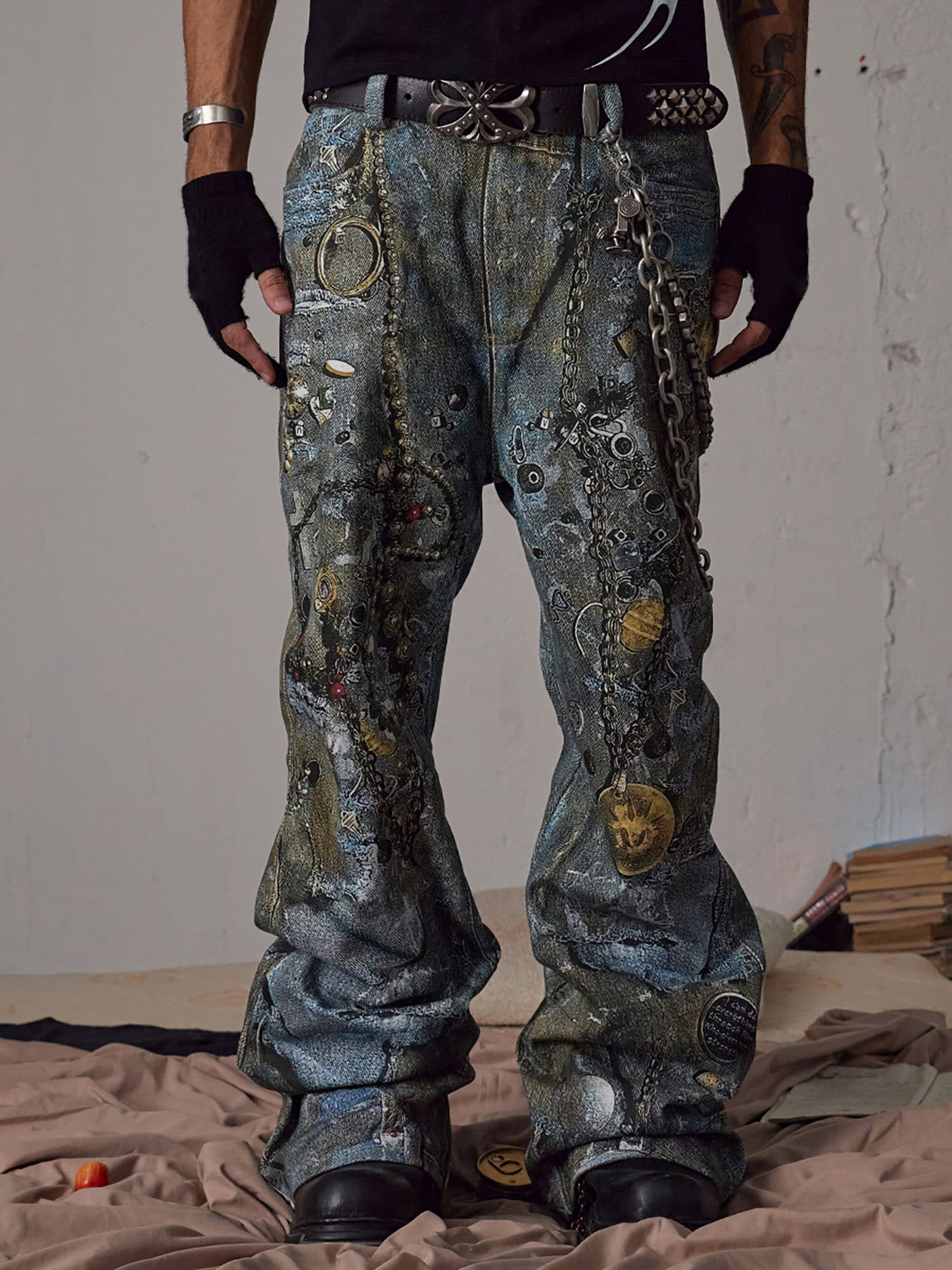 Goatlv Graffiti BORO Destruction Chain Jeans - 2110 - Goatlv