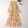 Women's Round Neck Tied Lantern Long Sleeve Dress Nyzzle