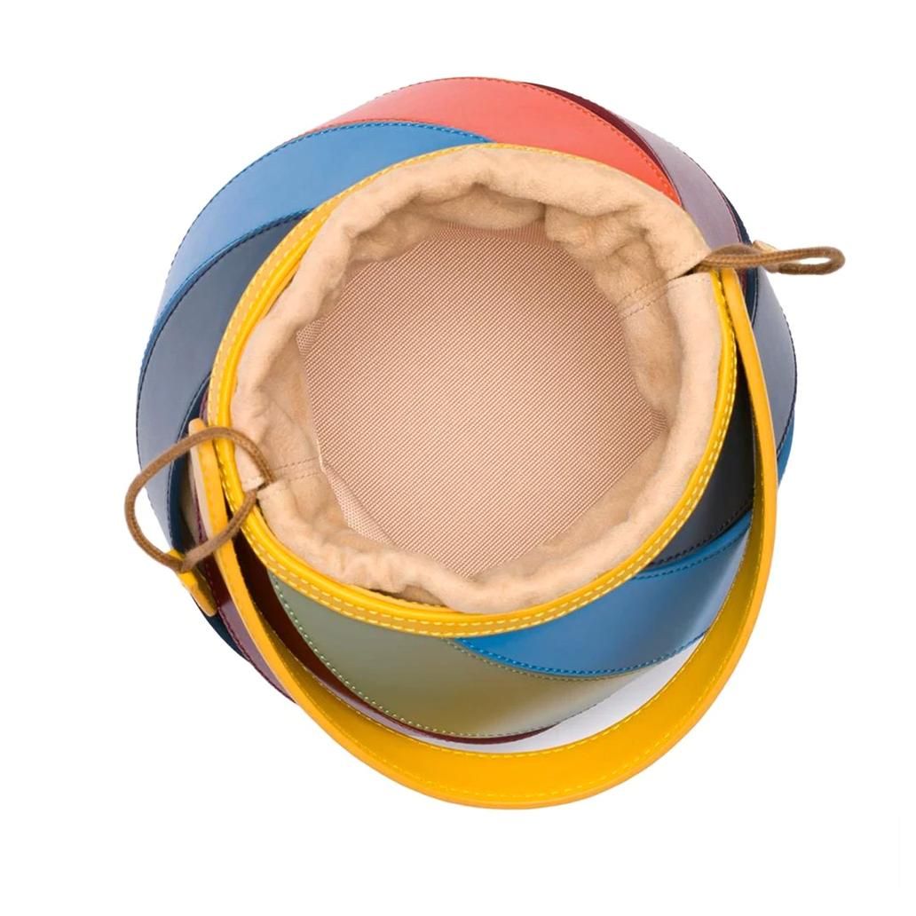 Colorful Striped PU Leather Bucket Handbag Trendha