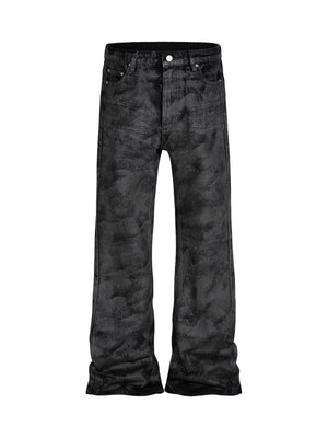 Retro Hand-Brushed Glitter Flare Jeans - Goatlv