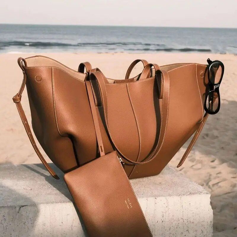 Elegant Large Leather Shoulder Bag Trendha