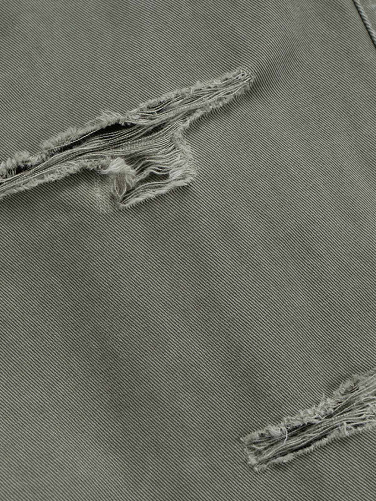 Camouflage Patchwork Whisker Baggy Jeans - Goatlv