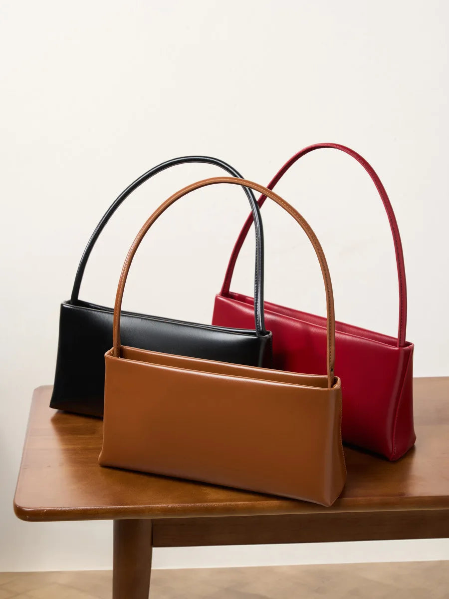 Vintage Genuine Leather Baguette Shoulder Bag for Women Trendha
