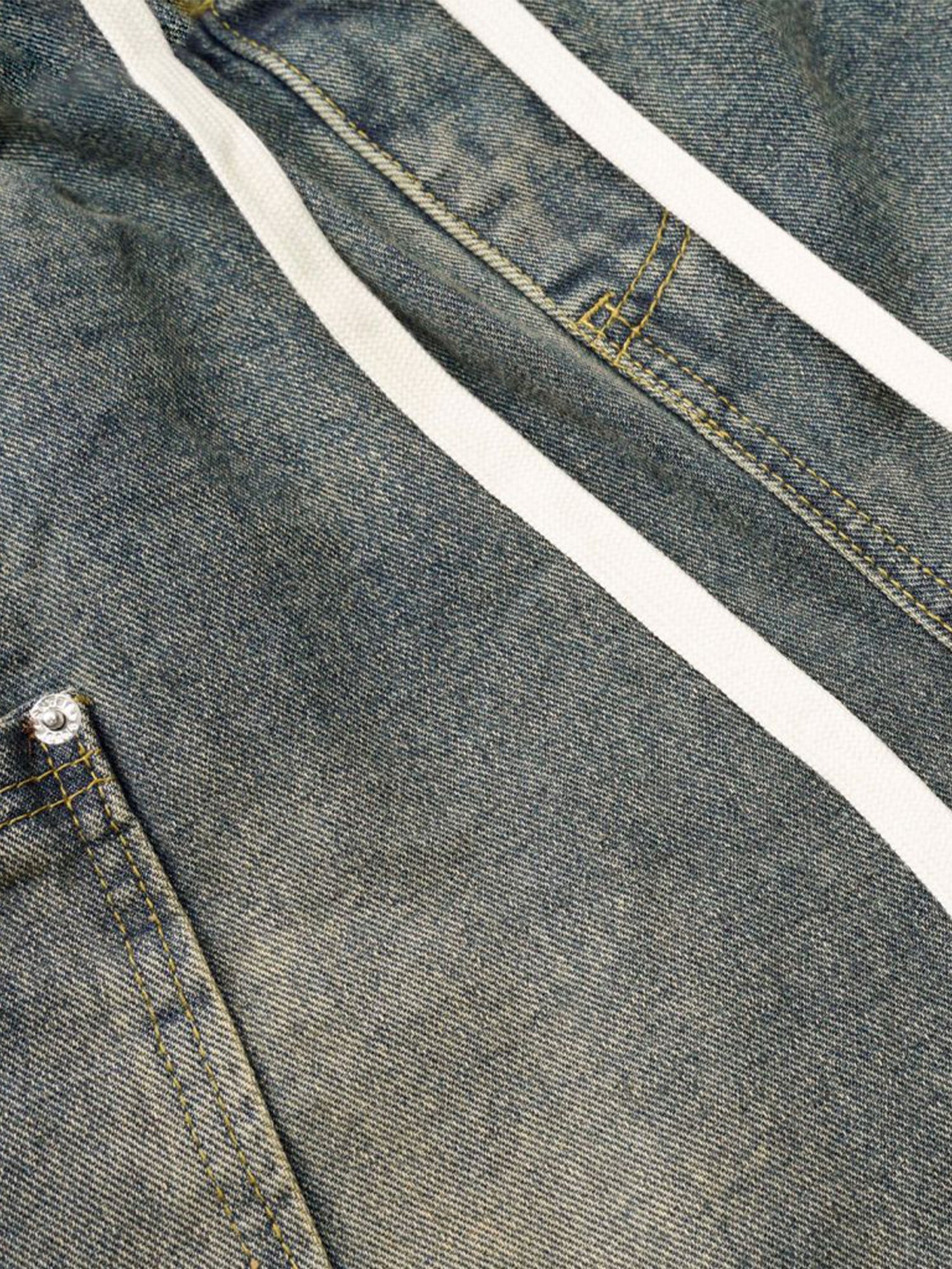 Washed Distressed Split Drawstring Barrel Jeans - Goatlv