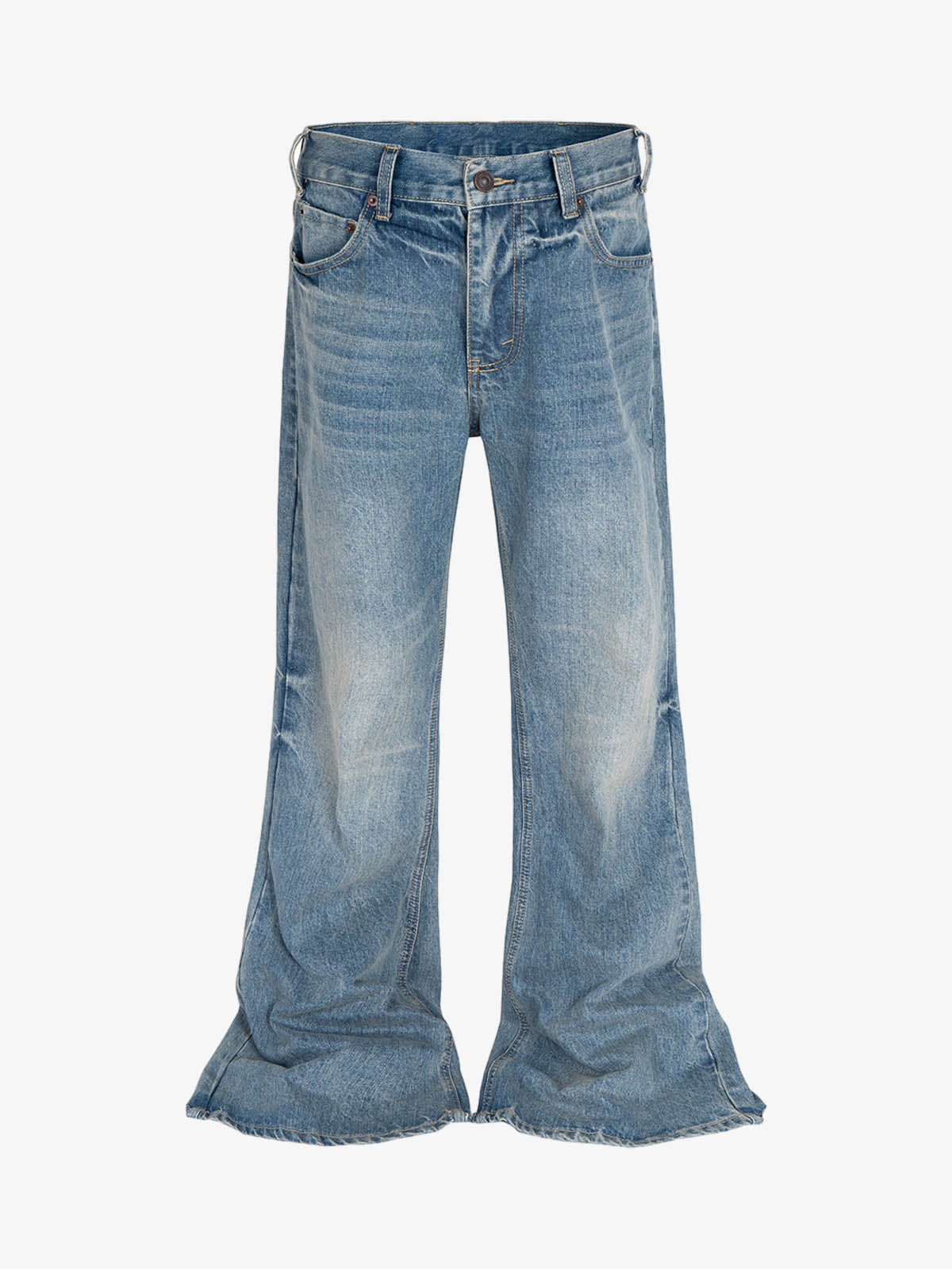 Washed Whitened Flared Jeans - Goatlv