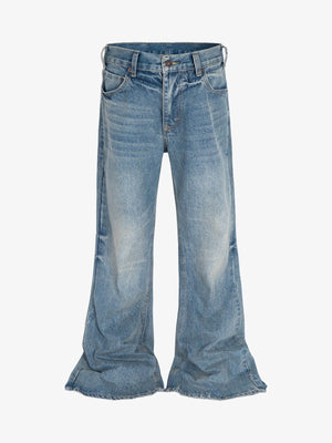 Washed Whitened Flared Jeans - Goatlv
